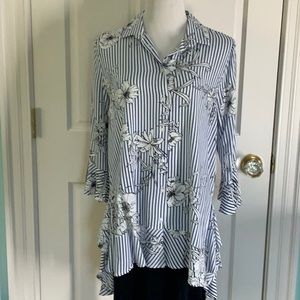 My Story Blouse Blue/ White